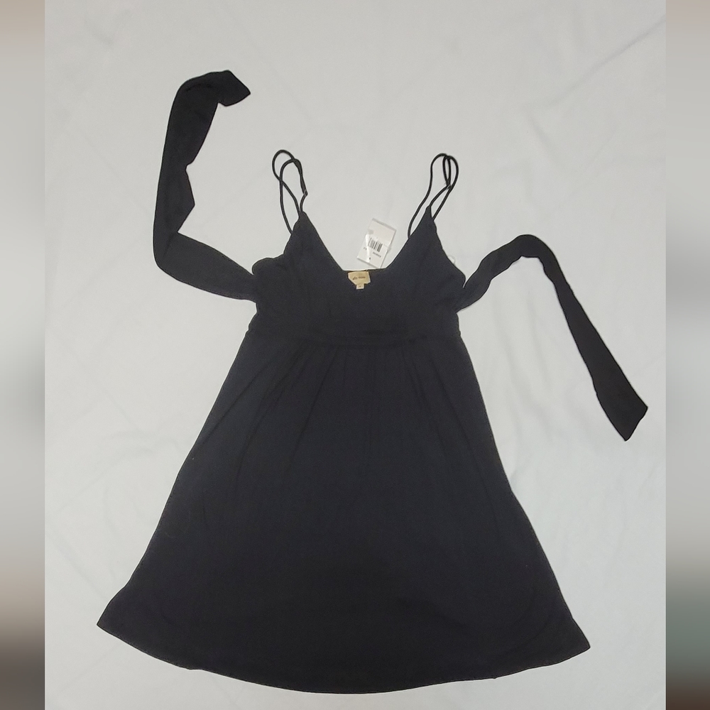 NWT ELLA MOSS Black Rayon/Spandex Elastic Waist Casual/Cocktail Dress Sz L FLAIR